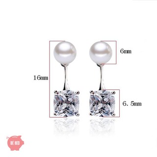 Bông tai ngọc, đá nhân tạo vuông xinh Trang sức Bé Heo BHBT13