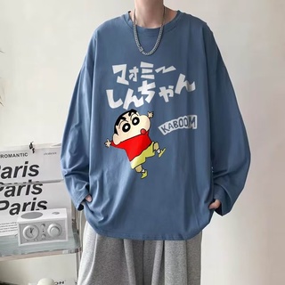 Áo Thun Tay Dài Dáng Rộng In Hình Cậu Bé Bút Chì Shin Size M-3XL Thời Trang Đường Phố Cho Nam Và Nữ