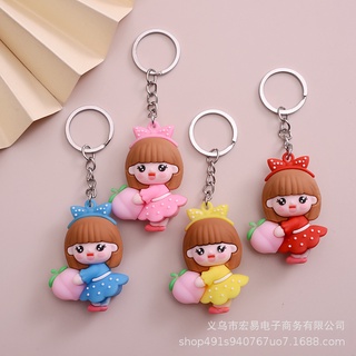 3 Móc Khóa Bé Nhím Đeo Nơ,Ôm Đào Dễ Thương - Thỏ Hồng VPP