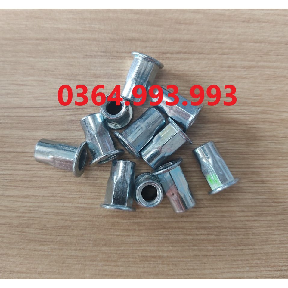 Gói 100 cái Tán rút (Đai ốc rút) nửa lục giác M5, M6, M8. Chất liệu: Mạ ...