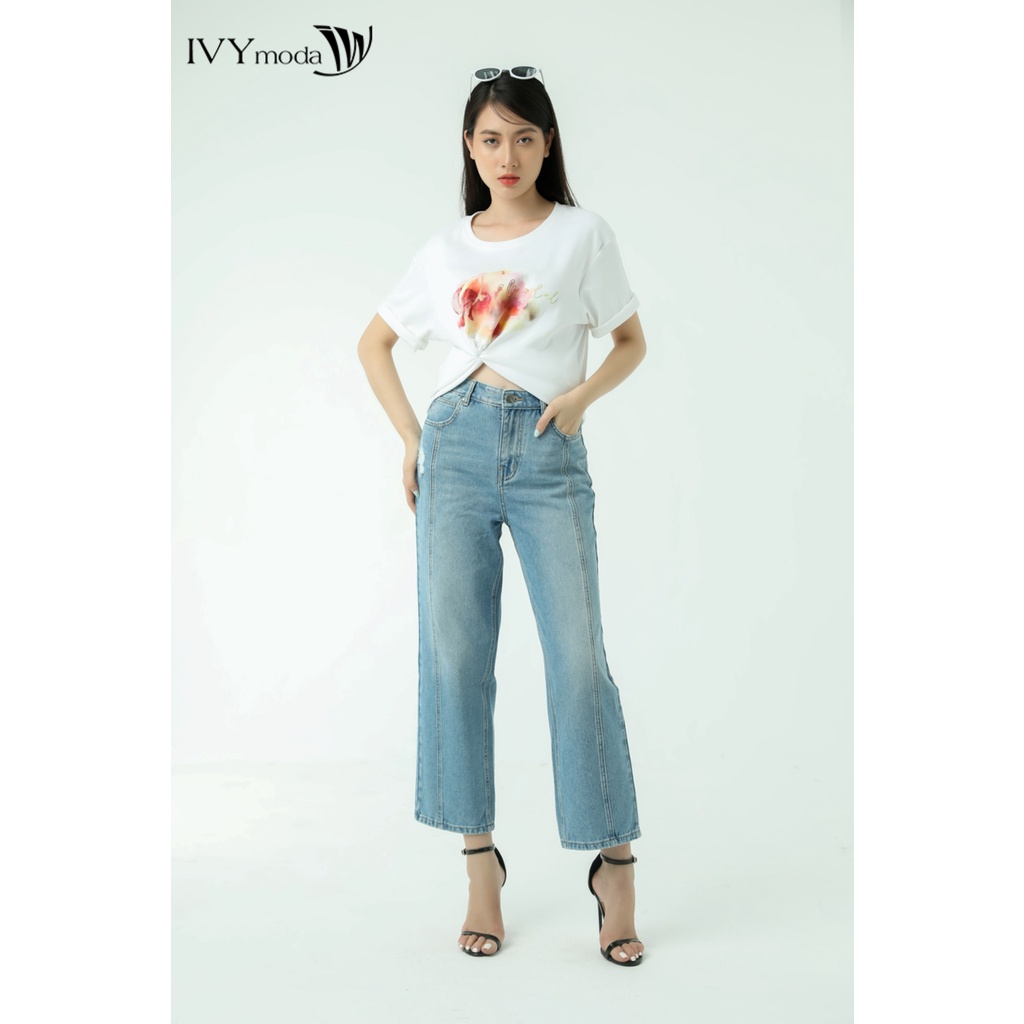 Quần jeans nữ dáng suông IVY moda MS 25B8896