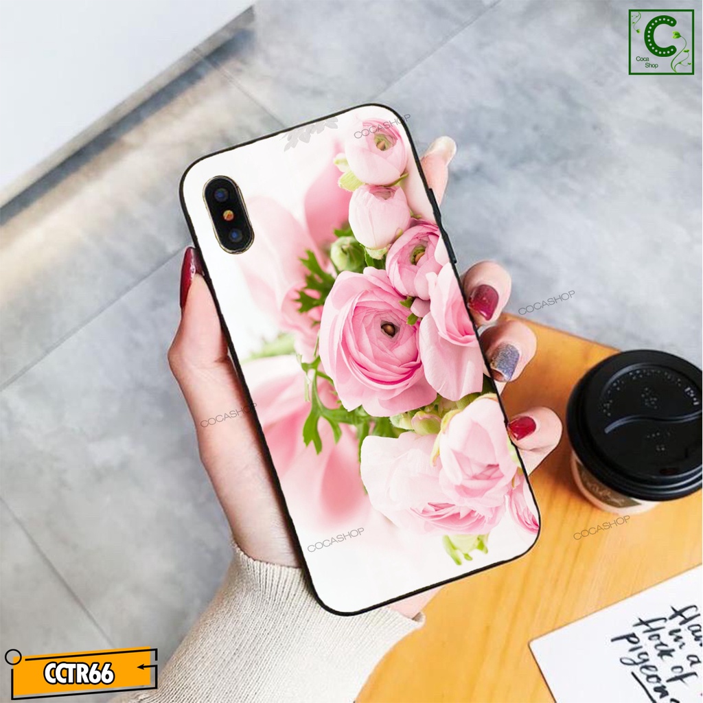 Ốp iPhone Mặt Kính Nano Dẻo - Hoa Hồng Nhẹ Nhàng Dịu Dàng