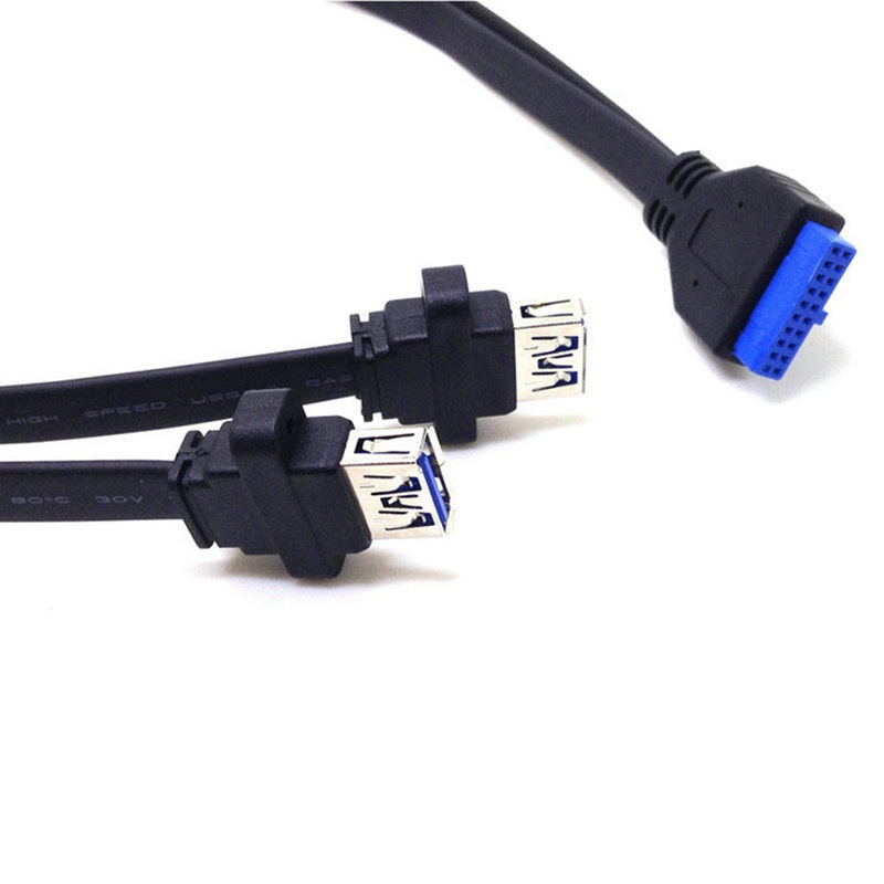 Cáp nối dài bảng điều khiển phía trước 2 cổng USB 3.0 một loại Nữ đến 20 Pin Hộp Header Nữ Khe cắm Adapter Cáp