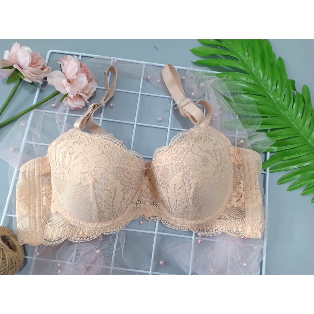 Áo Lót Nữ Thương Hiệu, Áo Ngực Mút Mỏng Ren Có Gọng E411-78- Thương Hiệu Đồ Lót 12H