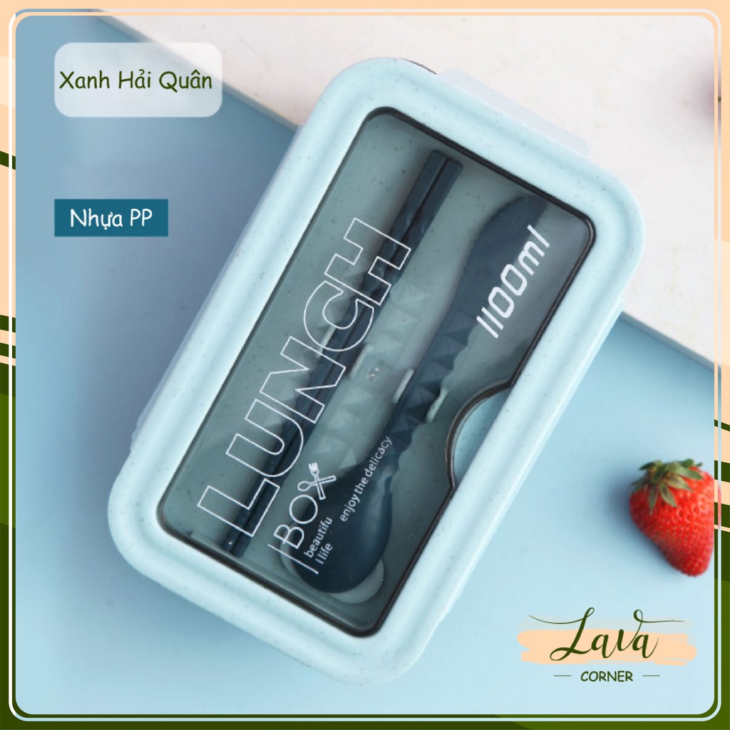 Hộp Cơm Văn Phòng Lúa Mạch Lunch Box Tặng Kèm Muỗng Nĩa Đũa An Toàn Sức ...