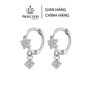 Bông Tai Bạc Hoa Mai Mini Khóa Bấm - Minh Canh Jewelry