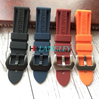 Dây đeo đồng hồ cao su silicon mềm cho Panerai 24mm Dây đeo đồng hồ nam chống nước Vòng đeo tay thể thao có khóa chốt PAM368 / 389 / 111 / 351