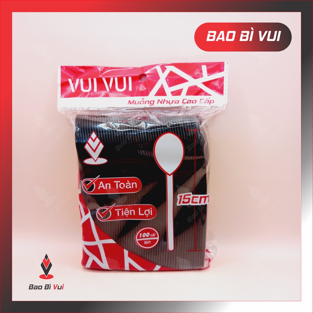 [Combo 300 cái] Muỗng nhựa tiện dụng nhiều màu - BAO BÌ VUI