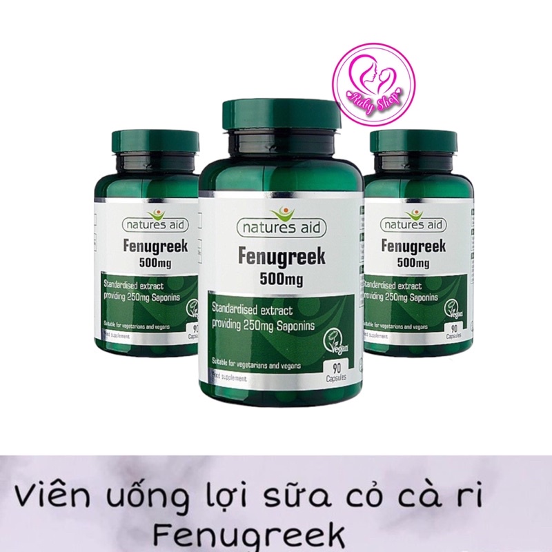 Viên Uống Lợi Sữa Cỏ Cà Ri Fenugreek Natures Aid 90 Viên Sữa Về ướt áo