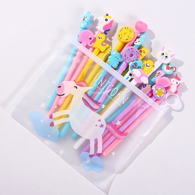 Set 20 Cây Bút Nước Hoạt Hình Dễ Thương Tặng Kèm Túi Zip