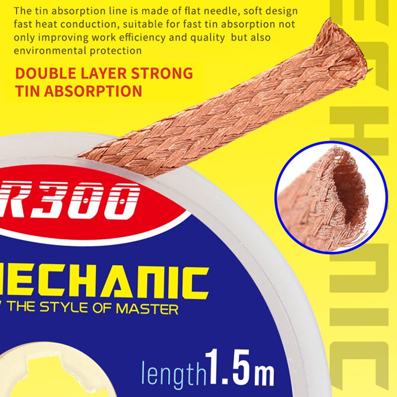 1.0 / 1.5 / 2.0 / 2.5 / 3.0 / 3.5 / 4.0MM 1.5M Máy hàn Wick Remover Desoldering Wire Desoldering Braid BGA Dụng cụ hàn