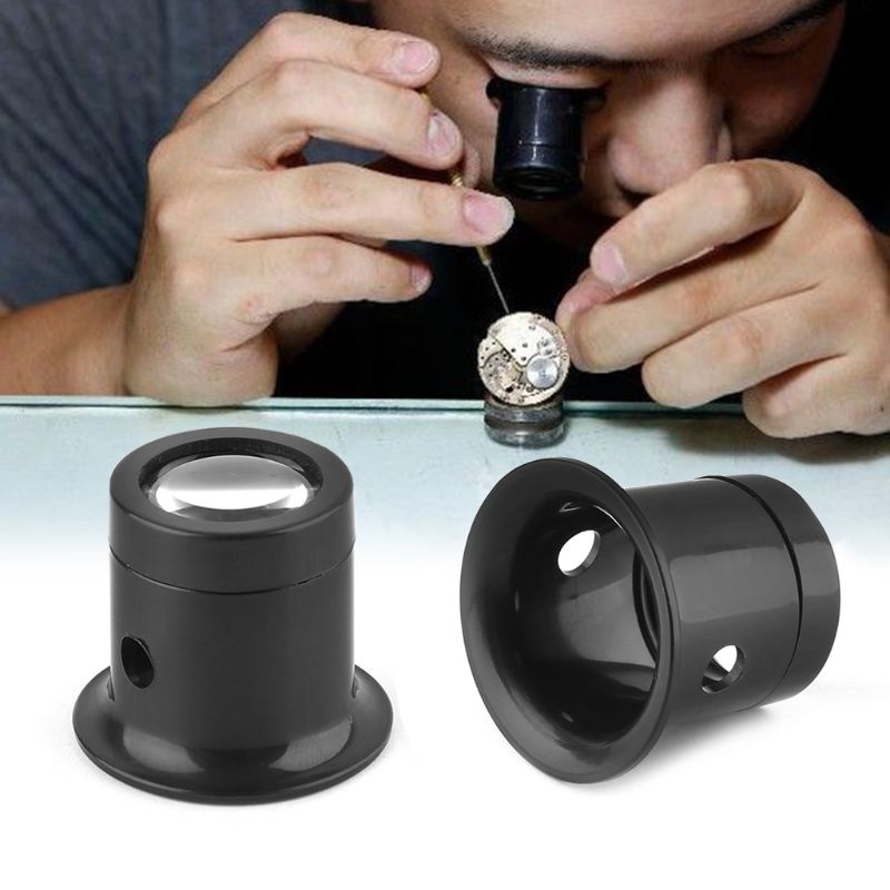 Kính lúp phóng đại 10X màu đen sửa chữa đồng hồ/ trang sức tiện lợi