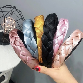 Bờm tóc băng đô vải tết vải bện đen size to phong cách Hàn Quốc thanh lịch nữ tính bản rộng thời trang