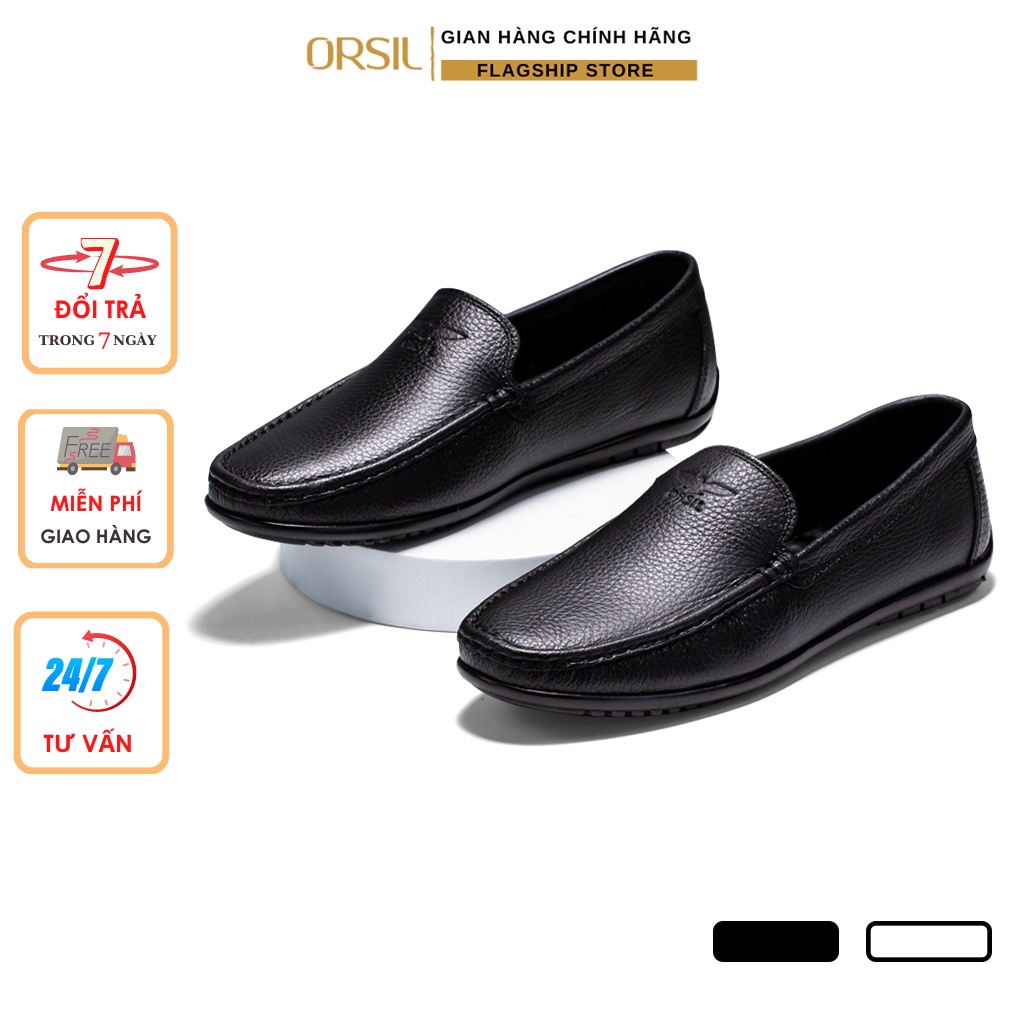 Giày lười nam da bò ORSILmã ORSIL102D 2 màu đen - xanh