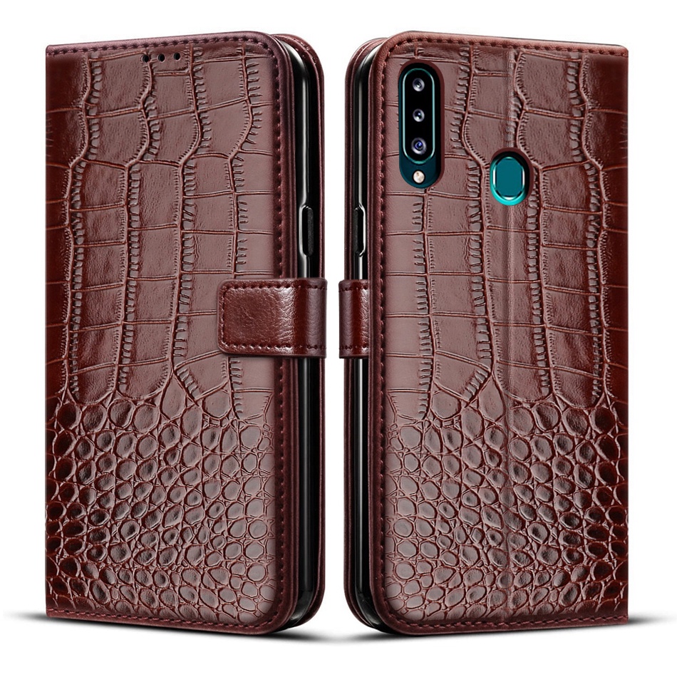 Bao Da Điện Thoại Nắp Lật Từ Tính Có Ngăn Đựng Thẻ Tích Hợp Giá Đỡ Cho Samsung Galary A20s SM-A207F A207