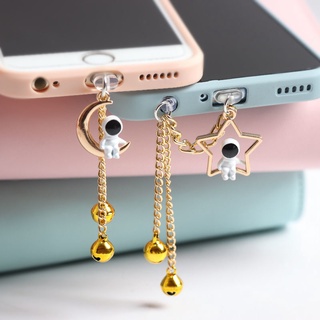 Nút Bịt Cổng Sạc Điện Thoại Di Động Chống Bụi Hình Phi Hành Gia Ngôi Sao Mặt Trăng Chuông Cắm Tai Nghe Trang Sức Nam W