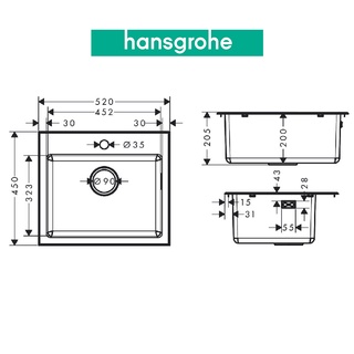 Chậu bếp đơn HANSGROHE Deep Drawn Sink S431-F400 43353