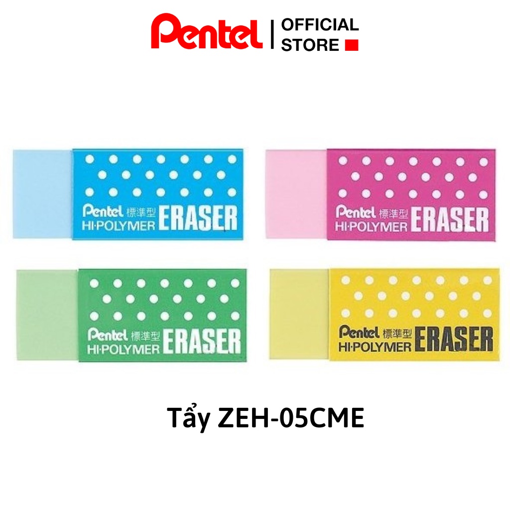 Ảnh Tẩy Chì Ít Bụi Pentel ZEH-05CME Nhiều Màu Sắc Tẩy Mềm Hạn Chế Rách Giấy An Toàn Sức Khoẻ 2
