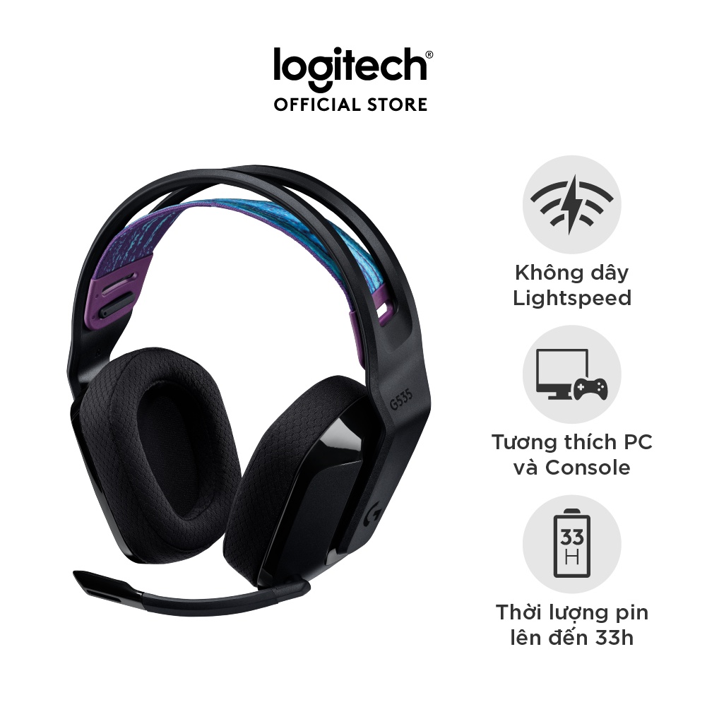 Tai nghe game không dây Lightspeed Logitech G535 – Nhẹ, âm thanh nổi, tương thích PC, PS4, PS5, Mic gấp để Mute