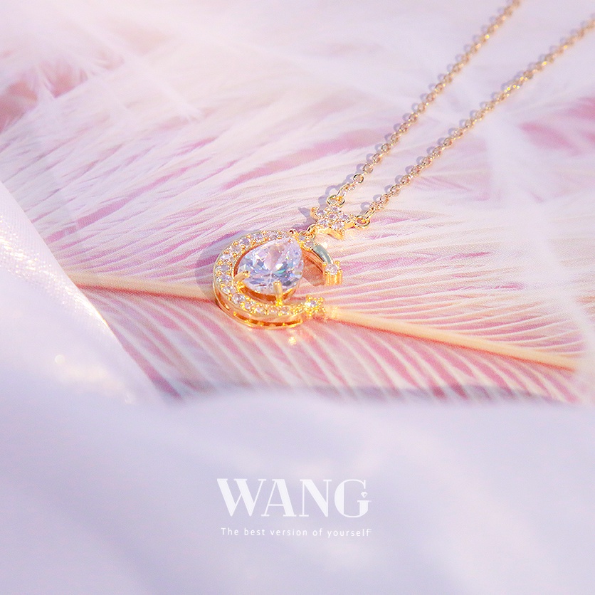 Vòng cổ Mạ Vàng 18k Mặt Hình Giọt Nước Đơn Giản Thời Trang Cho Nữ