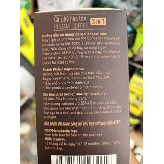 Cà Phê hòa tan PM Coffee hộp 12 gói.