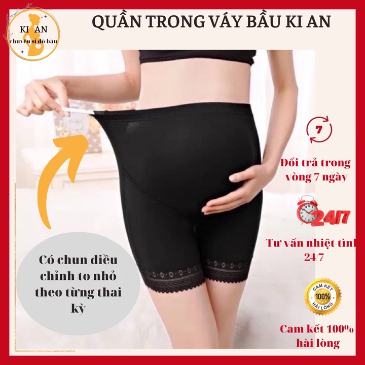 Quần mặc trong váy Ki An cho bà bầu, quần bầu mặc váy💗vải cotton cao cấp💞quần bầu Free size 43~<70kg