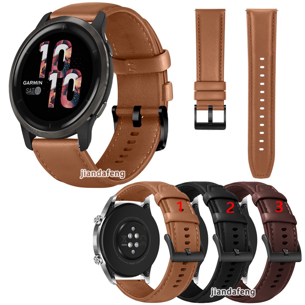 Garmin Venu 2 Plus Slate/Slate, brown leather strap - 010-02496-15