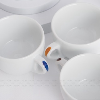 Volcano Bộ đĩa và ly sứ cà phê Ancap Cappuccino 180ml vẽ tay lên quai