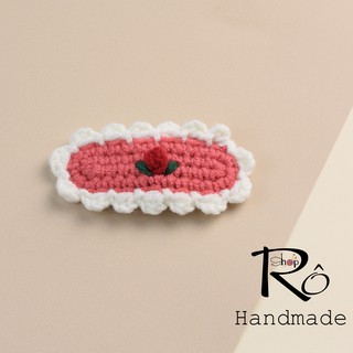 Kẹp tóc viền hoa đẹp cho nữ và bé gái 6.5cm |Cặp tóc len Hàn Quốc xinh xắn |Shop Rô Handmade