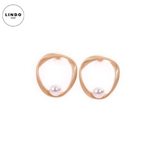[T0201] Khuyên tai/bông tai nữ vàng tròn LINDO