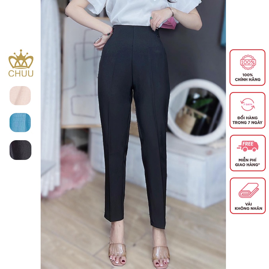 Quần tây Nữ lưng cao kiểu baggy đính 4 nút tôn dáng CHUU Q8002