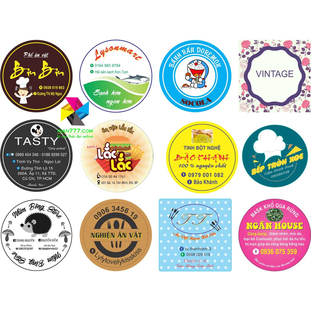 In tem nhãn decal nhựa có cắt bế tròn vuông sẵn | Shopee Việt Nam