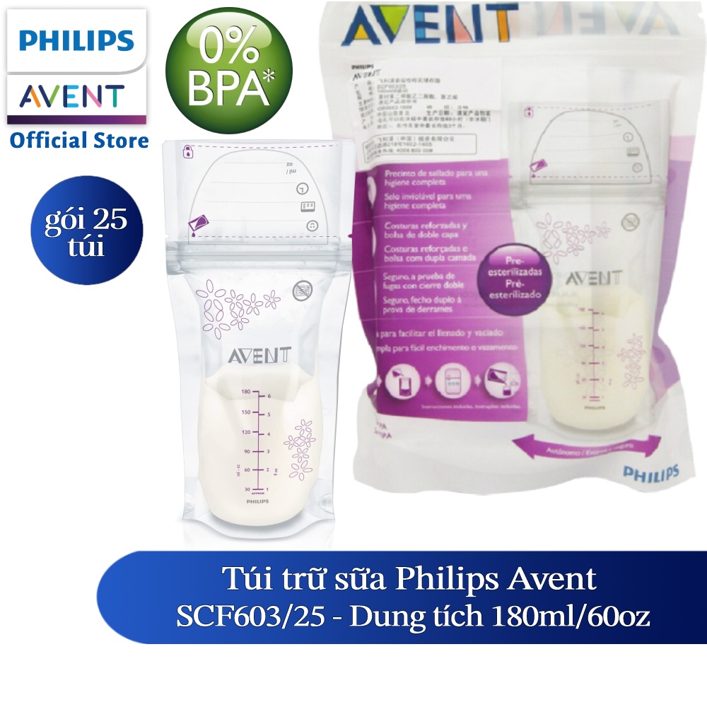 Philips Avent túi trữ sữa 25pcs 180ml SCF603/25 | Shopee Việt Nam