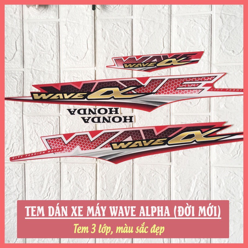 Tem xe máy wave alpha đủ chi tiết, tem dán xe wave đẹp và bền màu, có ...