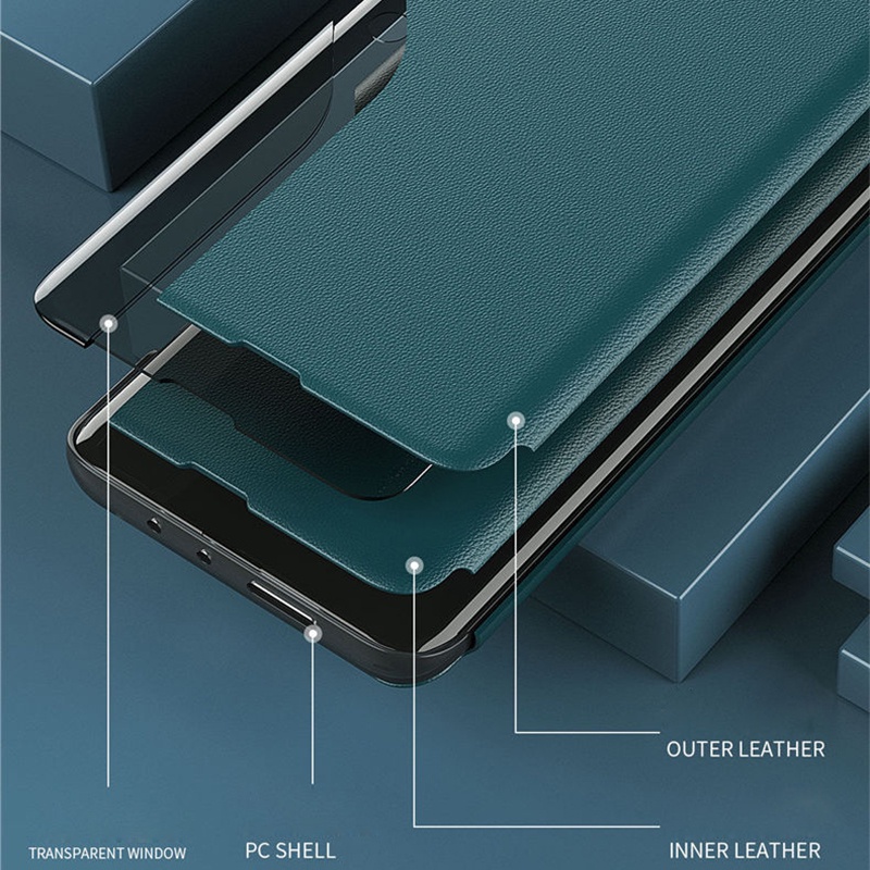Ốp lưng S22 Ultra Smart Clear View Flip Phone Case Samsung Galaxy S24 S23 S22 S21 Plus Note 20 Ultra S20 FE Stand Leather Cover