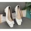 Giày cao gót 3 phân mũi vuông đế vuông Annmodels chất liệu xi bóng gót vuông phối nơ BB cao cấp _3004XBNBB