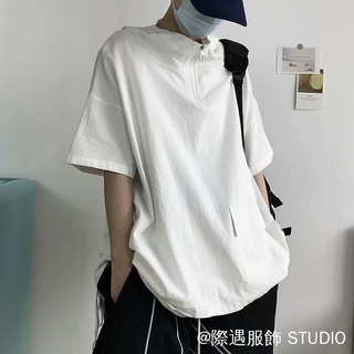 Mùa Hè Nửa Tay Có Mũ Trùm Đầu Nam Dạo Phố Hợp Thời Trang Rời Nửa Tay Có Mũ Trùm Đầu Phong Cách Hồng Kông Phù Hợp Với Học Sinh Nửa @