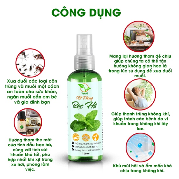 Ảnh Combo 3 Chai Xit Thơm Phòng TAMAS 100ml Hương Bạc Hà, Trầm Hương, Hoa Bưởi – Hương Thơm Nhẹ Nhàng,Thư Thái,Giúp Ngủ Ngon 3