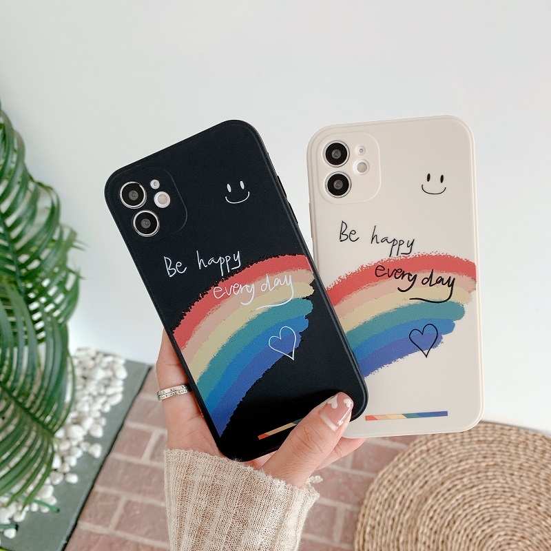 Ốp Điện Thoại Silicon TPU Mềm Hình Mặt Cười Cầu Vồng Cho IPhone 13 12 11 Pro Max 13 12 Mini XR X XS Max 8 7 6 6S Plus SE 2020