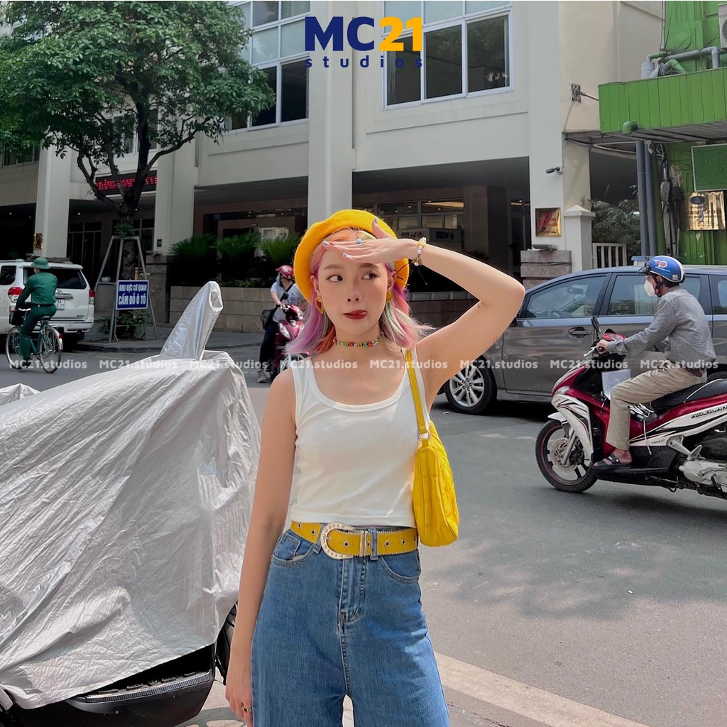Ảnh Áo croptop ba lỗ MC21.STUDIOS dáng ôm co giãn chất thun xịn cao cấp phong cách Ulzzang Streetwear Hàn Quốc A3213 3