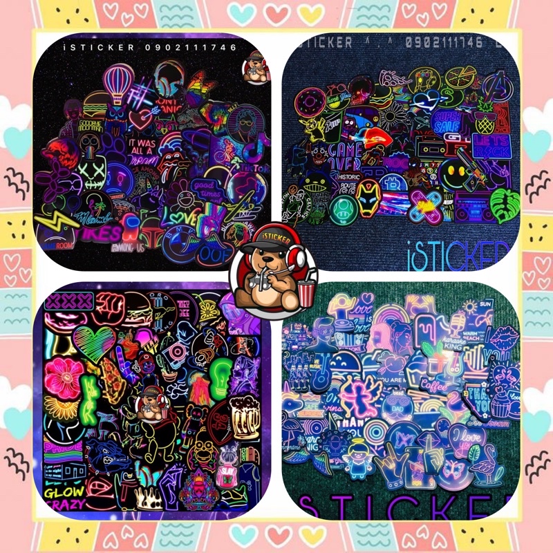 [Set 50 cái] Sticker dễ thương chủ đề: trắng đen, tổng hợp, hoạt hình ...