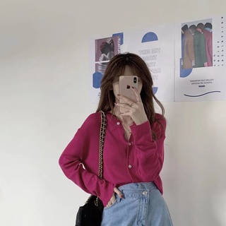 Áo Cardigan Dệt Kim Tay Dài Dáng Ôm Hở Trước Phong Cách Thời Trang Hàn Quốc Dành Cho Nữ