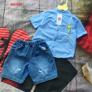 Bộ hươu cao cổ-quần jean màu nhạt Hàn Quốc cho bé cực đẹp