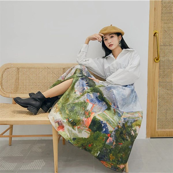 Ảnh MUSHROOM LEE - Đầm sơ mi nhúng eo in phong cảnh 2