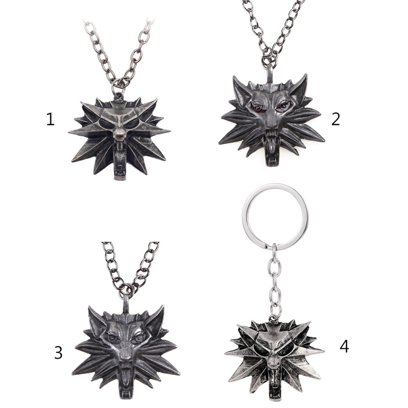 Vua Retro Cổ Điển Mặt Dây Chuyền Witcher 3 Kim Loại Sói Cho Đầu Vòng Cổ Trang Sức Trò Chơi Jewel