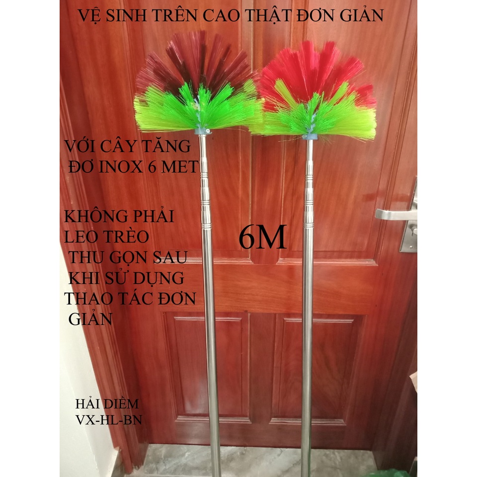 (Chổi 6m)Chổi quét mạng nhện cây sào rút inox đa năng vệ sinh trần nhà ...