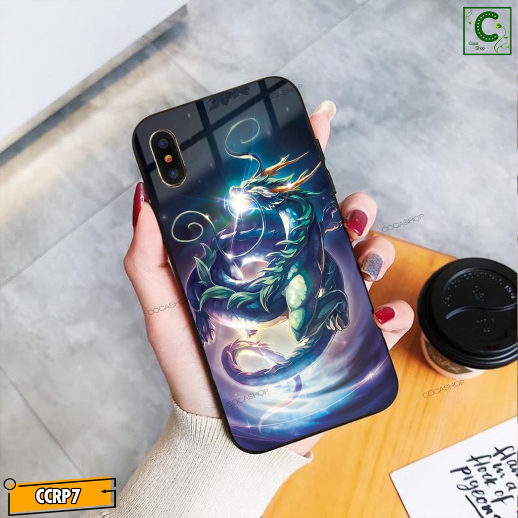 Ốp iPhone Mặt Kính Nano Dẻo - Dragon Blue và Phượng Hoàng Lửa