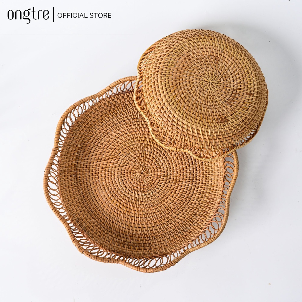 Khay Mây Tre Đan ONGTRE Hình Tròn, Bầu Dục, Khay Đựng Bánh Kẹo, Hoa Quả, Đồ Ăn, Decor Nhà Cửa, Khách sạn, Resort