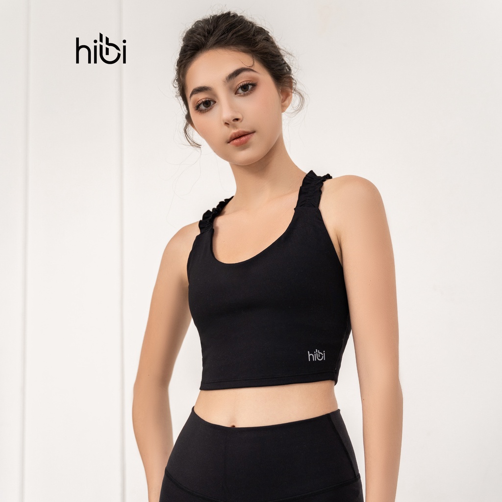 Ảnh Áo croptop tập Yoga Gym Hibi Sports CR815, kiểu 2 dây nhún bèo, Kèm mút ngực 4
