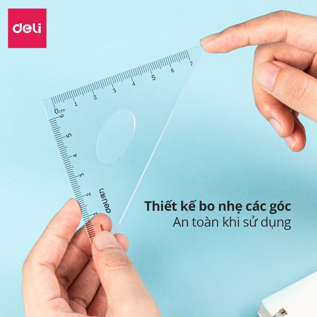 Ảnh Bộ thước kẻ, thước đo độ, eke Deli cho học sinh bộ dụng cụ học tập 4 chiếc Trong suốt, dễ nhìn và đo chính xác 2